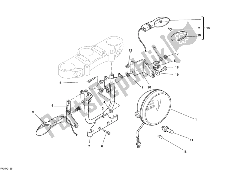 Tutte le parti per il Faro del Ducati Monster S4 RS Tricolore 998 2008